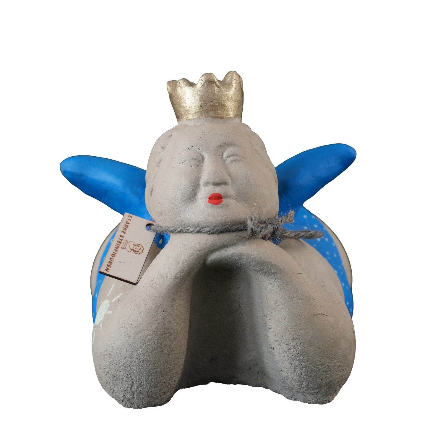 Dicke Prinzessin liegend – Handbemaltes Unikat in Blau mit goldener Krone | Frostfeste Gartenfigur