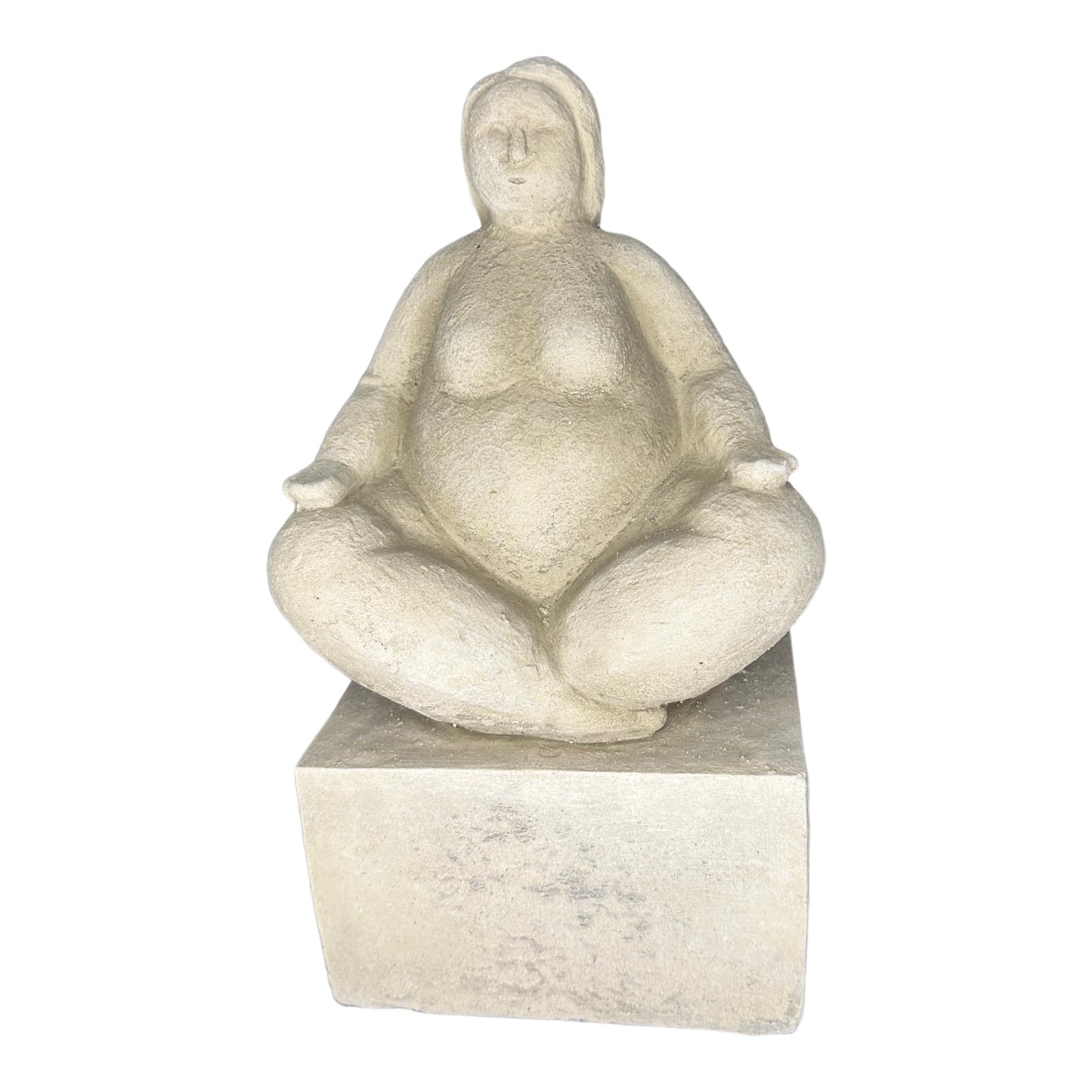Yoga Dame Sabrina auf Sockel, Steinfigur aus eigener Herstellung