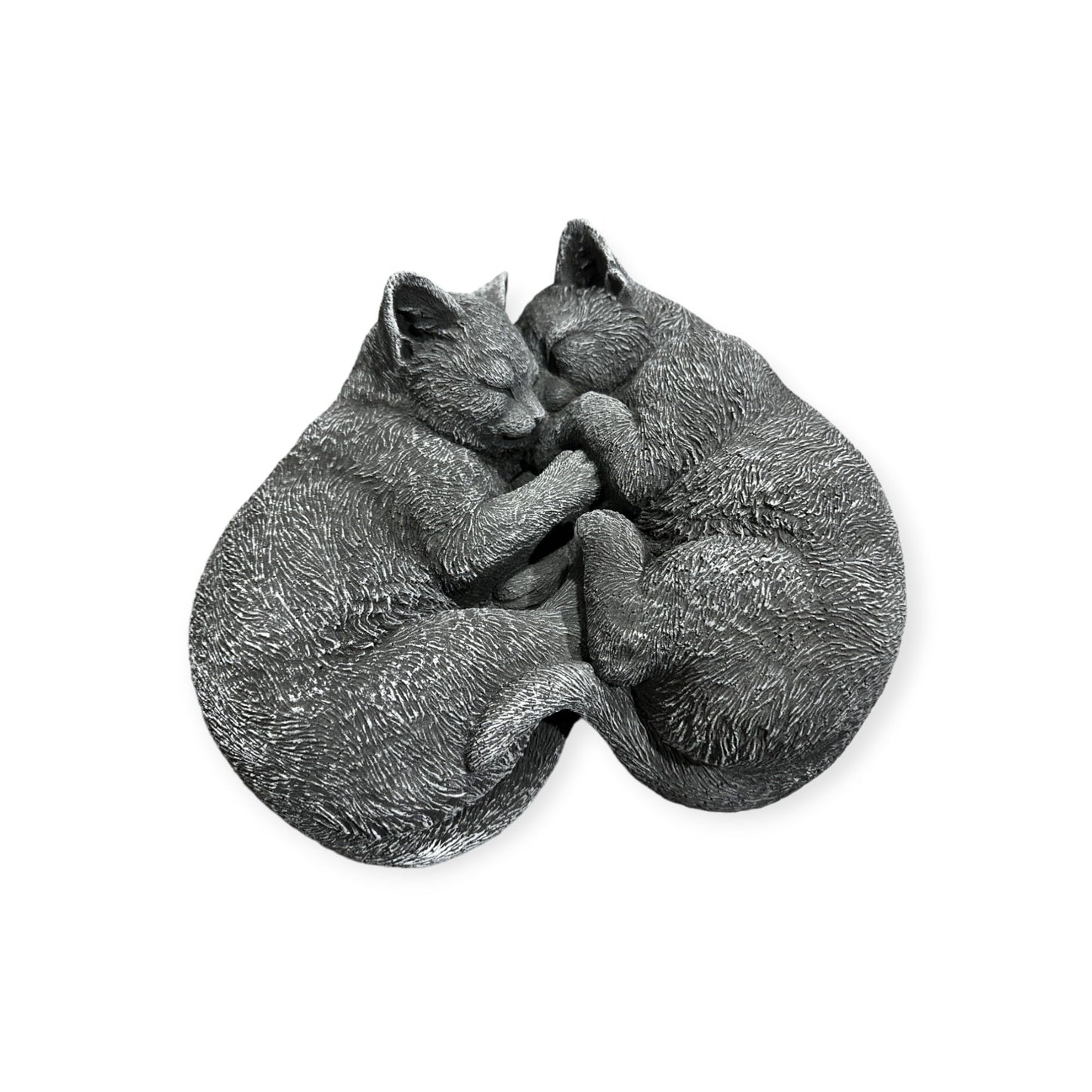 Frostresistente Steinfigur 'Eingerollte Katzen' - 14x28x26 cm - Handgefertigt in Deutschland für Haus und Garten