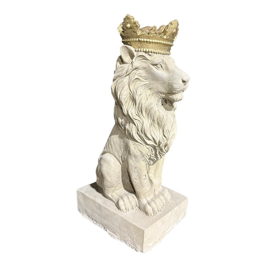 Steinfigur - frostsicherer König der Löwen mit Goldener Krone - 36cm hoch und 7kg schwer aus eigener Produktion