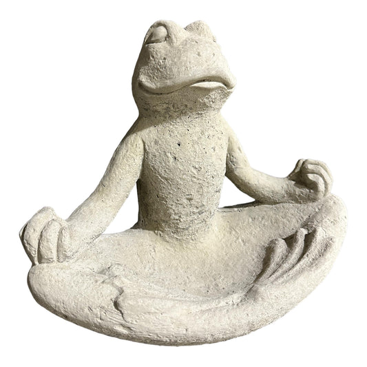 Steinfigur Frosch Rudi in Yogahaltung