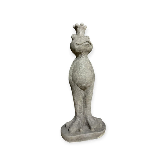 Steinfigur - Frosch Eddy mit Krone Höhe 42cm und 3,7kg schwer - Frostsicher aus eigener Produktion für Haus und Garten